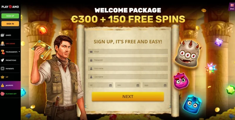 PlayAmo Casino payment methods and bonuses for Canada